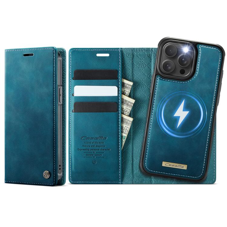 Funda de cuero desmontable CaseMe C49 con bloqueo RFID MagSafe para iPhone 12 Pro Max (verde)