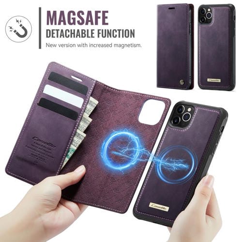 Funda de cuero desmontable CaseMe C49 para iPhone 11 Pro, con bloqueo RFID y MagSafe (morado)