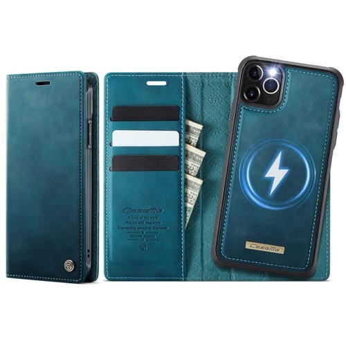 Funda de cuero desmontable CaseMe C49 con bloqueo RFID MagSafe para iPhone 11 Pro Max (verde)