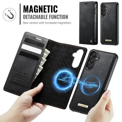Funda de cuero desmontable con bloqueo RFID magnético para Samsung Galaxy A15 CaseMe C49 (negro)