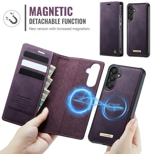 Funda de cuero desmontable con bloqueo RFID magnético para Samsung Galaxy A54 5G CaseMe C49 (morado)
