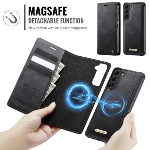 Funda de cuero desmontable con bloqueo RFID magnético para Samsung Galaxy S22 5G CaseMe C49 (negro)