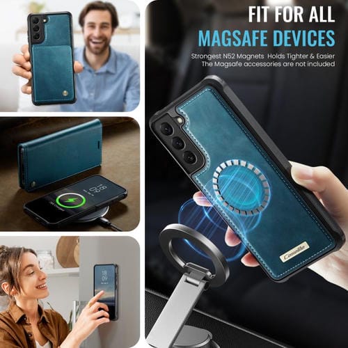 Funda de cuero desmontable con bloqueo RFID magnético CaseMe C49 para Samsung Galaxy S22 5G (verde)