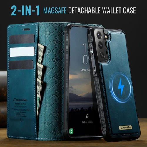 Funda de cuero desmontable CaseMe C49 con bloqueo RFID magnético para Samsung Galaxy S21 5G (verde)