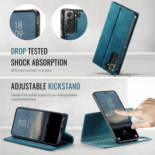Funda de cuero desmontable CaseMe C49 con bloqueo RFID magnético para Samsung Galaxy S21 5G (verde)