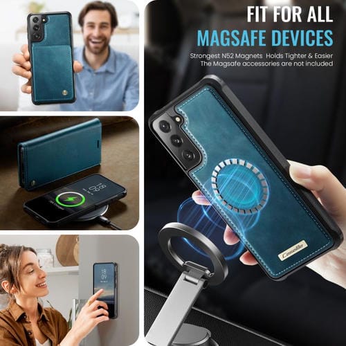 Funda de cuero desmontable CaseMe C49 con bloqueo RFID magnético para Samsung Galaxy S21+ 5G (verde)