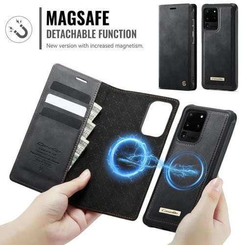 Funda de cuero desmontable con bloqueo RFID magnético CaseMe C49 para Samsung Galaxy S20 Ultra (negra)