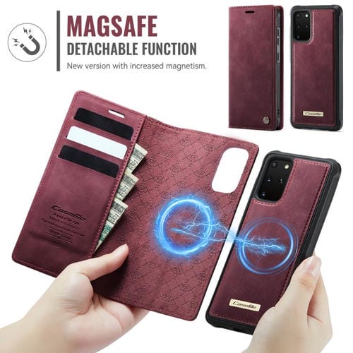 Funda de cuero desmontable CaseMe C49 con bloqueo RFID magnético para Samsung Galaxy S20+ (roja)