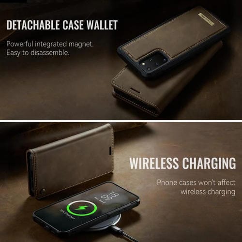 Funda de cuero desmontable CaseMe C49 con bloqueo RFID magnético para Samsung Galaxy S20+ (café)