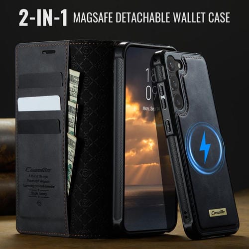Funda de cuero desmontable con bloqueo RFID magnético para Samsung Galaxy S23 5G CaseMe C49 (negro)