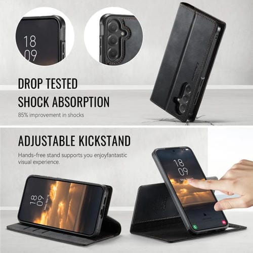 Funda de cuero desmontable con bloqueo RFID magnético para Samsung Galaxy S23 5G CaseMe C49 (negro)