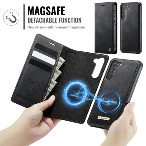 Funda de cuero desmontable con bloqueo RFID magnético para Samsung Galaxy S23 5G CaseMe C49 (negro)