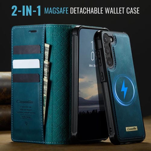 Funda de cuero desmontable con bloqueo RFID magnético para Samsung Galaxy S23 5G CaseMe C49 (verde)