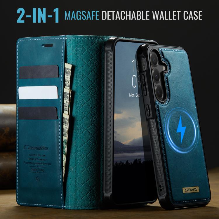 Funda de cuero desmontable CaseMe C49 con bloqueo RFID magnético para Samsung Galaxy S24 FE 5G (verde)