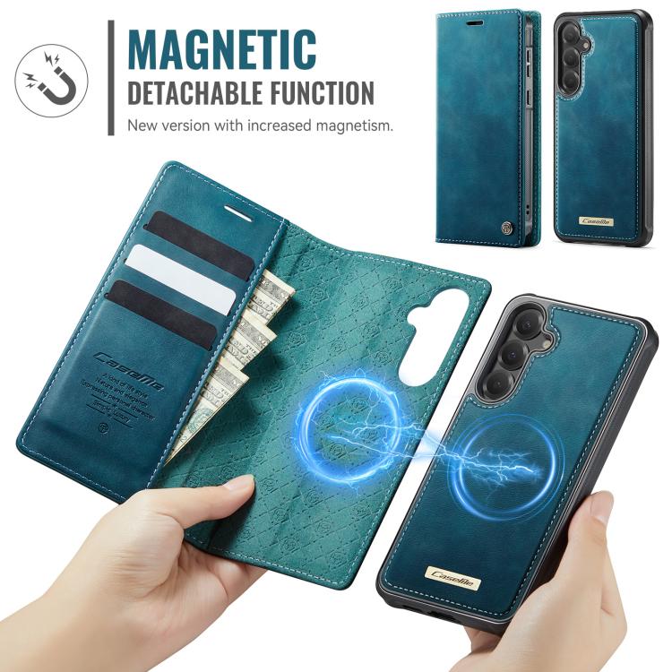 Funda de cuero desmontable CaseMe C49 con bloqueo RFID magnético para Samsung Galaxy S24 FE 5G (verde)
