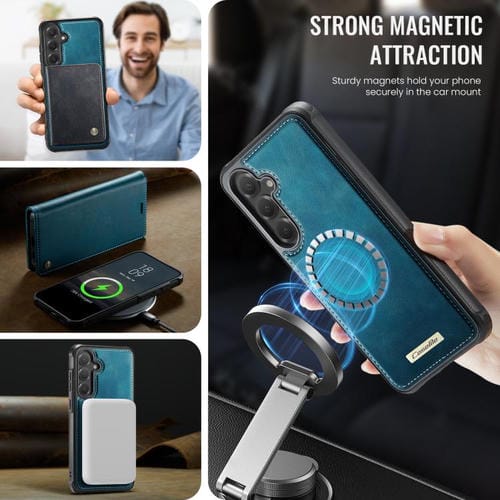 Funda de cuero desmontable CaseMe C49 con bloqueo RFID magnético para Samsung Galaxy S24/S25 (verde)