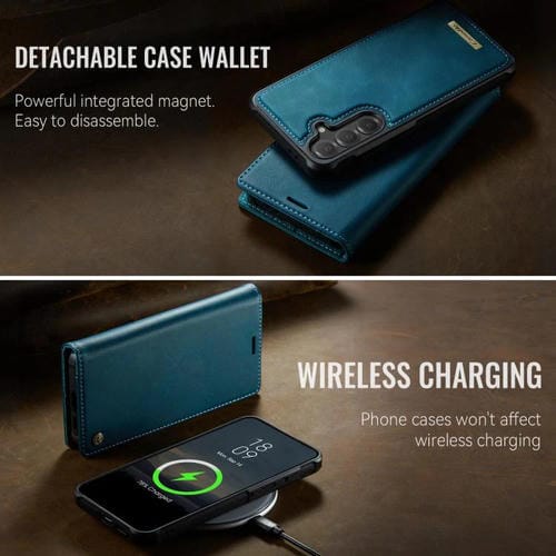 Funda de cuero desmontable CaseMe C49 con bloqueo RFID magnético para Samsung Galaxy S24/S25 (verde)