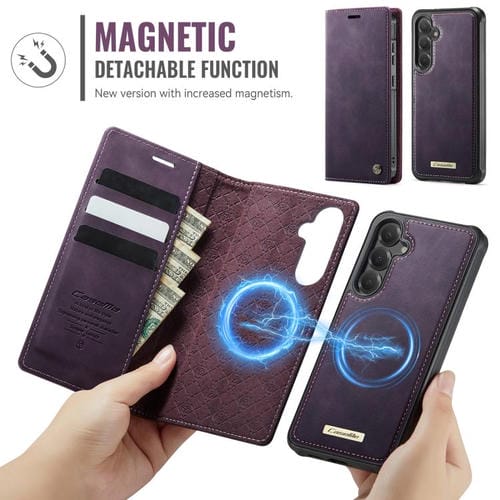 Funda de cuero desmontable CaseMe C49 con bloqueo RFID magnético para Samsung Galaxy S24+/S25+ (morado)