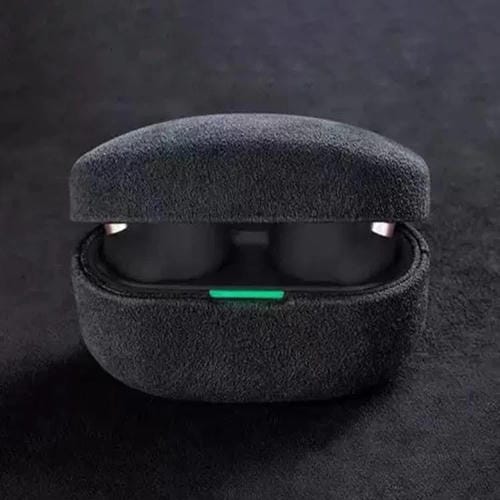 Funda protectora de cuero con tapa de gamuza para auriculares Bluetooth Sony WF-1000 XM4 (gris oscuro)