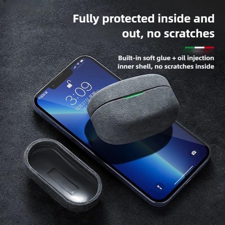 Funda protectora de cuero con tapa de gamuza para auriculares Bluetooth Sony WF-1000 XM4 (gris claro)
