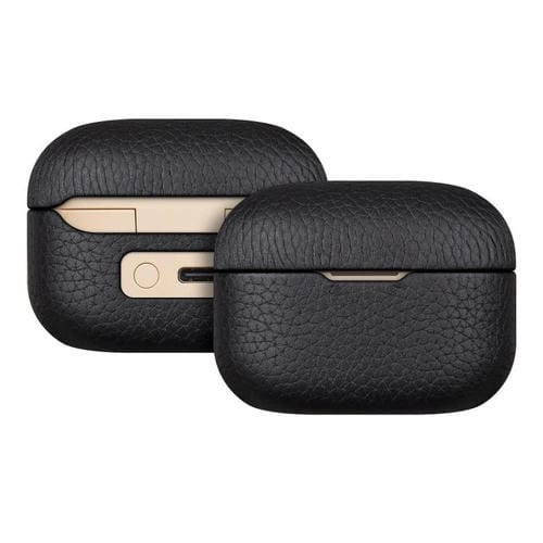 Funda protectora de cuero genuino con estampado de lichi para auriculares Bluetooth Sony LinkBuds S (negro)