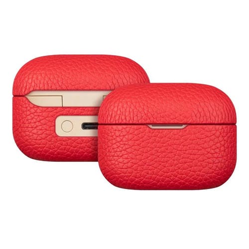 Funda protectora de cuero genuino con estampado de lichi para auriculares Bluetooth Sony LinkBuds S (roja)