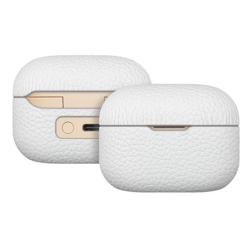 Funda protectora de cuero genuino con estampado de lichi para auriculares Bluetooth Sony LinkBuds S (gris y blanco)