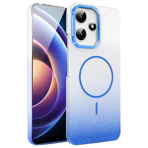 Funda MagSafe a prueba de golpes para Xiaomi Poco X7 Pro con purpurina dorada y degradado (azul)