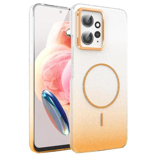 Funda MagSafe a prueba de golpes para Xiaomi Redmi 12 4G con purpurina dorada y degradado (dorado)