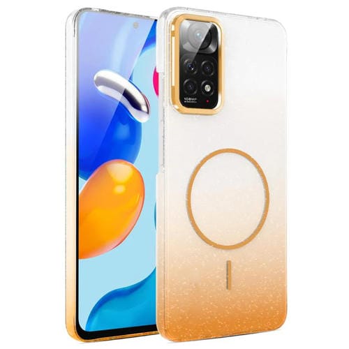 Funda MagSafe a prueba de golpes para Xiaomi Redmi Note 14S con purpurina dorada y degradado (dorada)