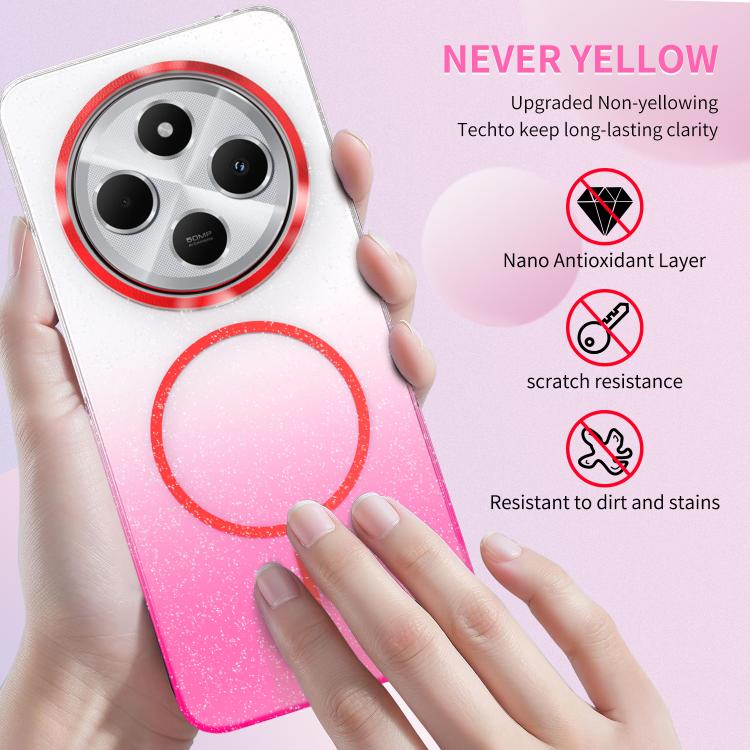 Funda para Xiaomi Redmi Note 12 Pro 5G con purpurina dorada y degradado MagSafe a prueba de golpes (dorada)