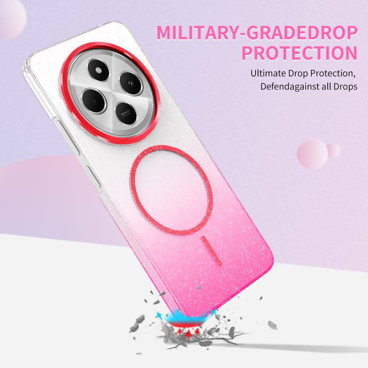 Funda MagSafe a prueba de golpes con degradado de brillo y diamantes dorados para Xiaomi Redmi Note 11/11S (dorada)