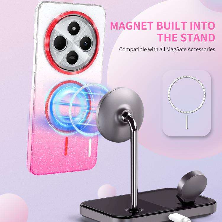 Funda MagSafe a prueba de golpes con degradado de brillo y diamantes dorados para Xiaomi Redmi Note 11/11S (dorada)