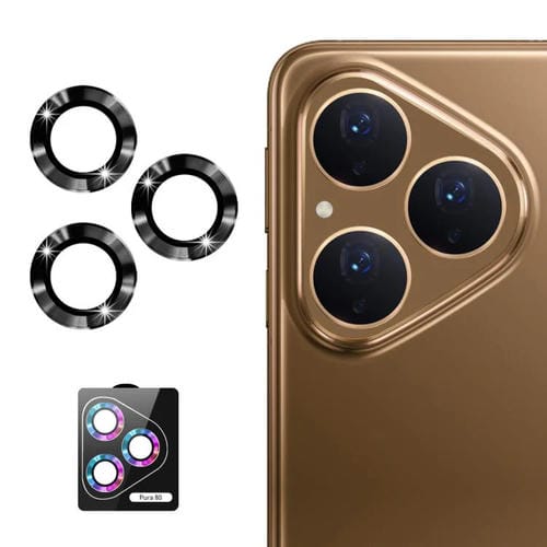 Película de vidrio templado ENKAY 9H para lente trasera de Huawei Pura 80 5G, aleación de aluminio (negro)