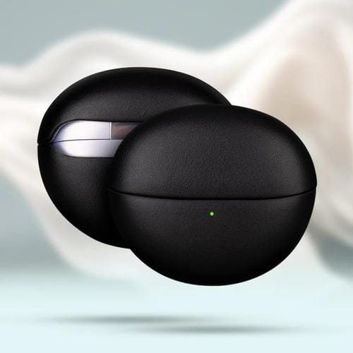 Funda protectora de cuero genuino granulado para auriculares Bluetooth Huawei FreeClip (negro)