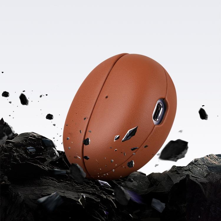 Funda protectora de cuero genuino granulado para auriculares Bluetooth Huawei FreeClip (marrón)