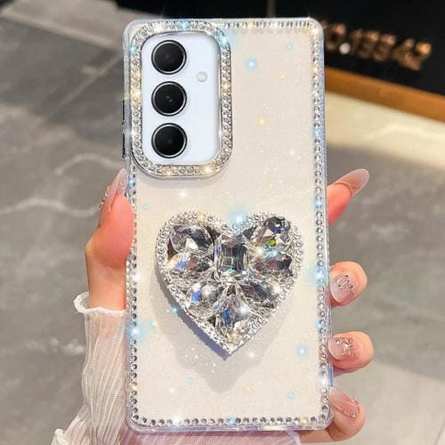 Funda transparente con forma de corazón y diamantes brillantes para Samsung Galaxy A56 5G