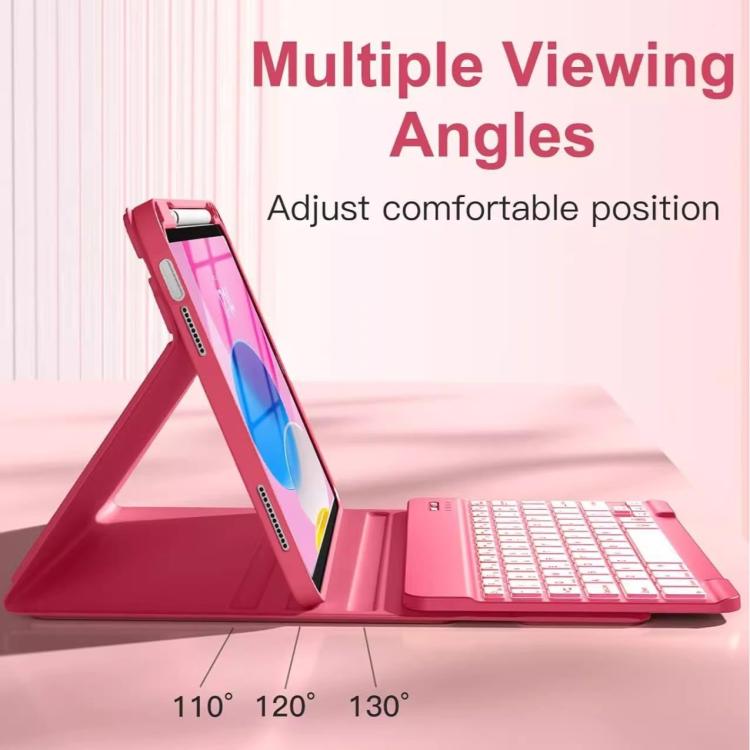 Funda de silicona y cuero con teclado Bluetooth para iPad Air 11 (2025/2024) con ranura para bolígrafo (rosa cereza)
