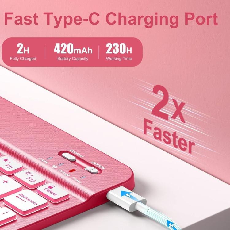 Funda de silicona con teclado Bluetooth para iPad 2022, con ranura para bolígrafo (rosa cereza)