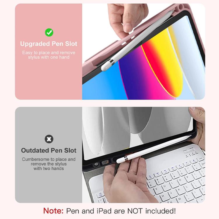 Funda de silicona con teclado Bluetooth para iPad 2022, con ranura para bolígrafo (azul cielo)