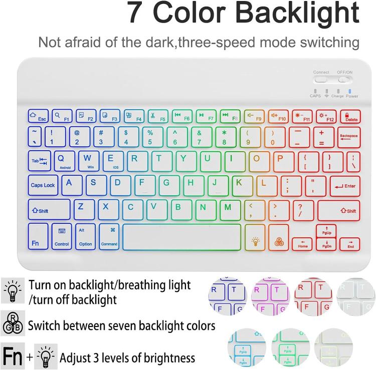 Funda protectora de cuero con teclado Bluetooth retroiluminado y colorido para iPad Pro 11 2024 (verde suave)