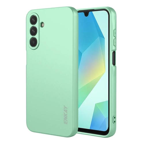 ENKAY - Funda de silicona líquida suave y resistente a los golpes para Samsung Galaxy A17 (verde claro)