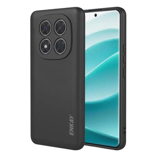 ENKAY - Funda de silicona líquida suave y a prueba de golpes para Redmi Note 14 Pro 5G Global (negra)