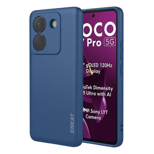 ENKAY - Funda de silicona líquida suave a prueba de golpes para Xiaomi Poco M7 Pro (azul oscuro)