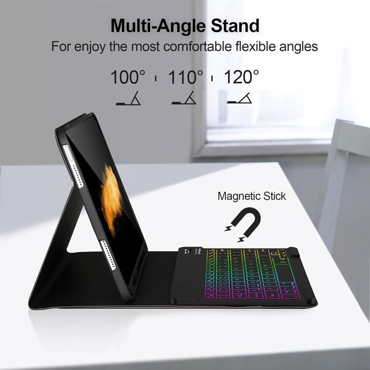 Funda con teclado magnético Bluetooth a color para iPad 2022 (negro premium)
