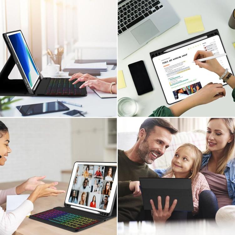 Funda con teclado magnético Bluetooth a color para iPad 2022 (negro premium)