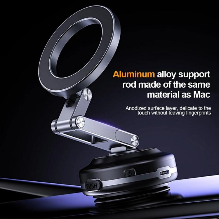 Soporte de teléfono para coche con brazo plegable X63 y ventosa de aleación de aluminio (gris)
