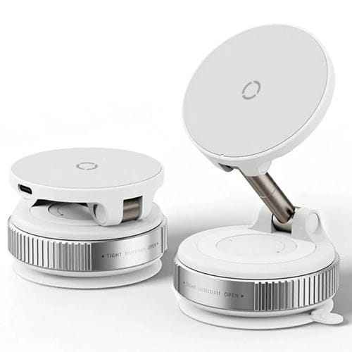 Soporte magnético para teléfono con ventosa de vacío y carga inalámbrica X68W de 15 W, plegable, para salpicadero de coche (blanco)