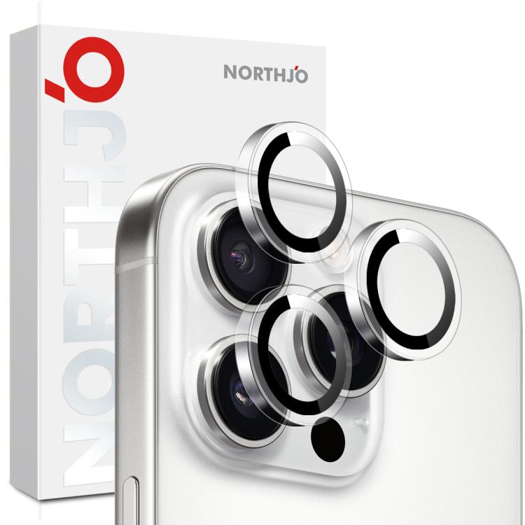 Protector de lente de cámara NORTHJO con anillo transparente de vidrio templado para iPhone 15 Pro/15 Pro Max (transparente)