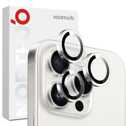 Protector de lente de cámara NORTHJO con anillo transparente de vidrio templado para iPhone 16 Pro/16 Pro Max (transparente)